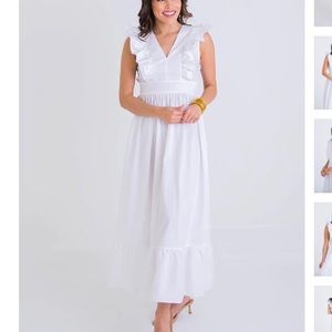 V-Neck Ruffle Poplin Maxi Dress